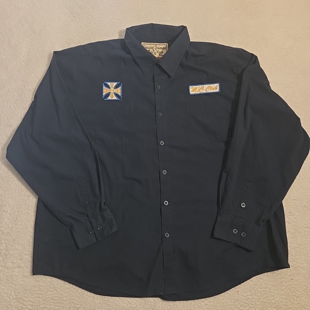 West Coast Choppers Jesse James‎ Workwear LS Button Up Shirt Blue Mens Size 2XL